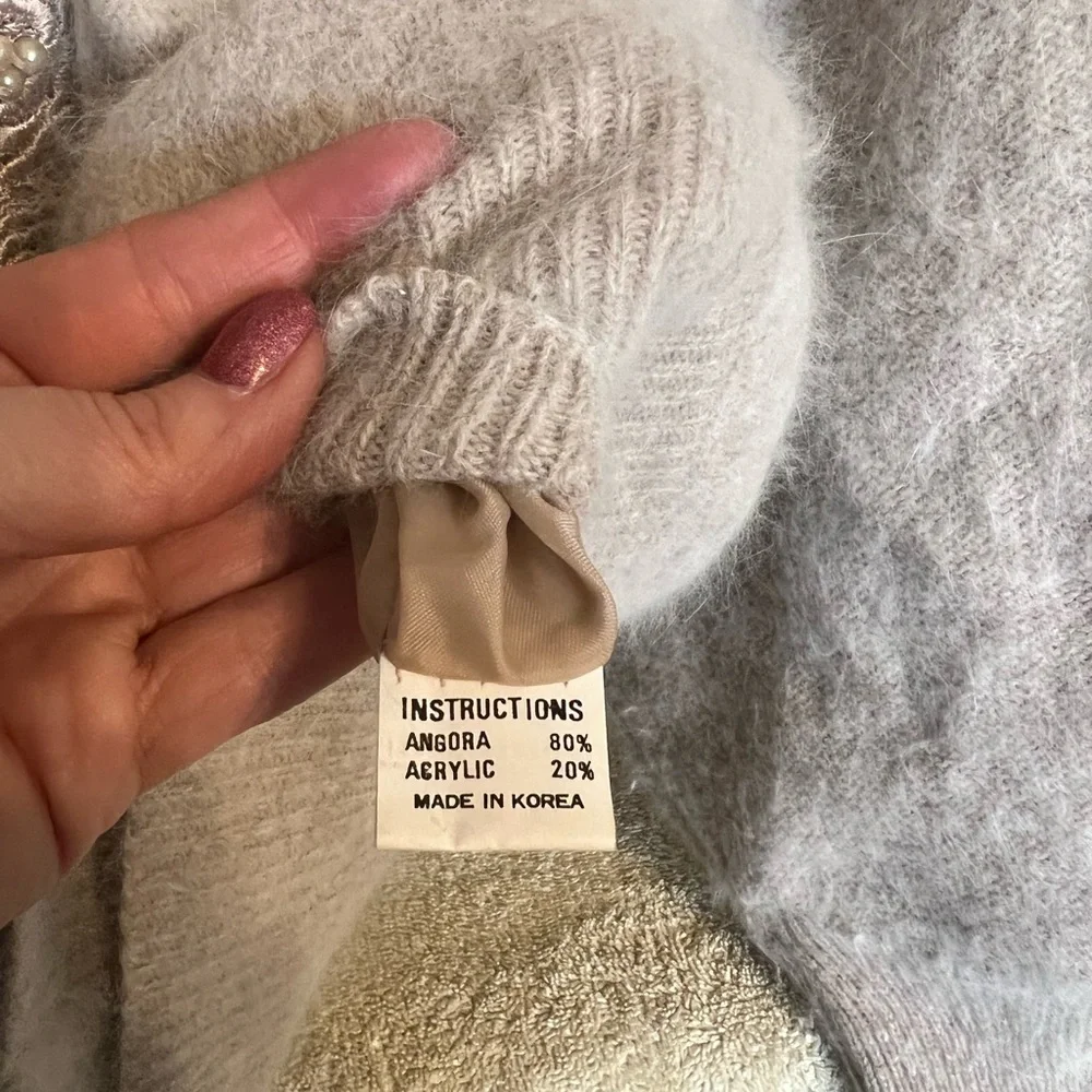 Gorgeous Angora Embellished Cardigan Sweater - L/XL - Picture 5 of 7